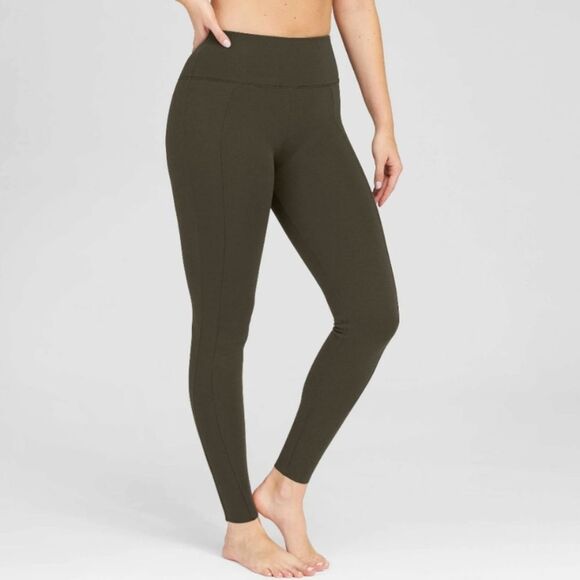Assets By Spanx Pants - Assets By Spanx Olive Green Ponte Shaping Shapewear Leggings XL
